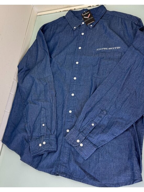 Vantage Other - Corvette Shirt Mens 3XL Chambray Denim Button Down Long Sleeve Pocket Jay Leno